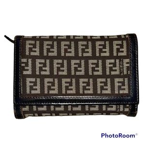 Fendi Brown Zucchino Vintage Small Trifold Wallet